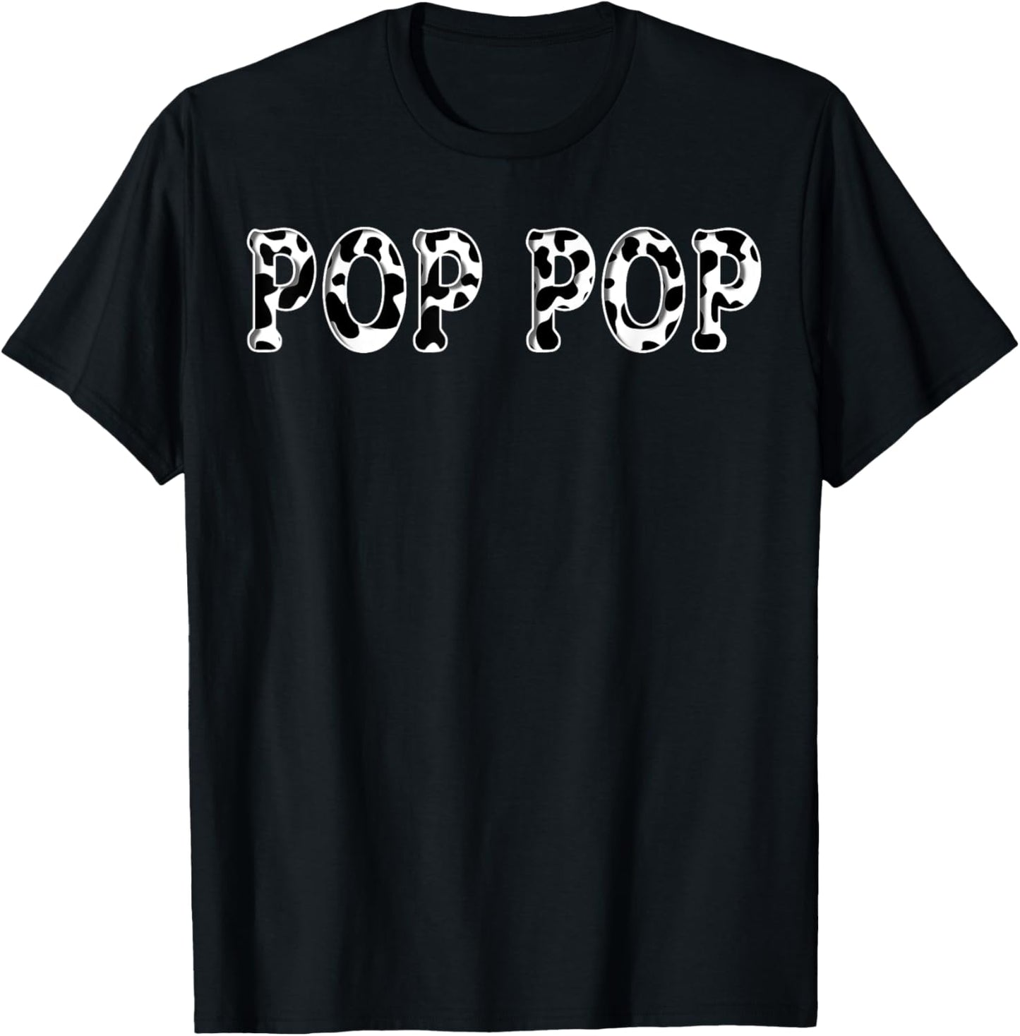 Cow Pop Pop Birthday Family Matching Girl Boy Farm Birthday T-Shirt - T-Shirt | Black
