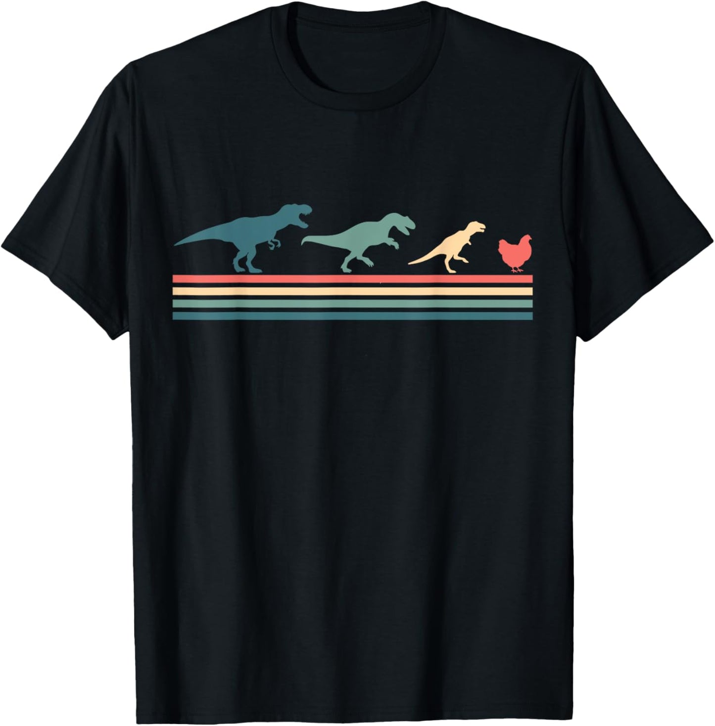 Dinosaur to Chicken - Funny Evolution T-Shirt - T-Shirt | Black