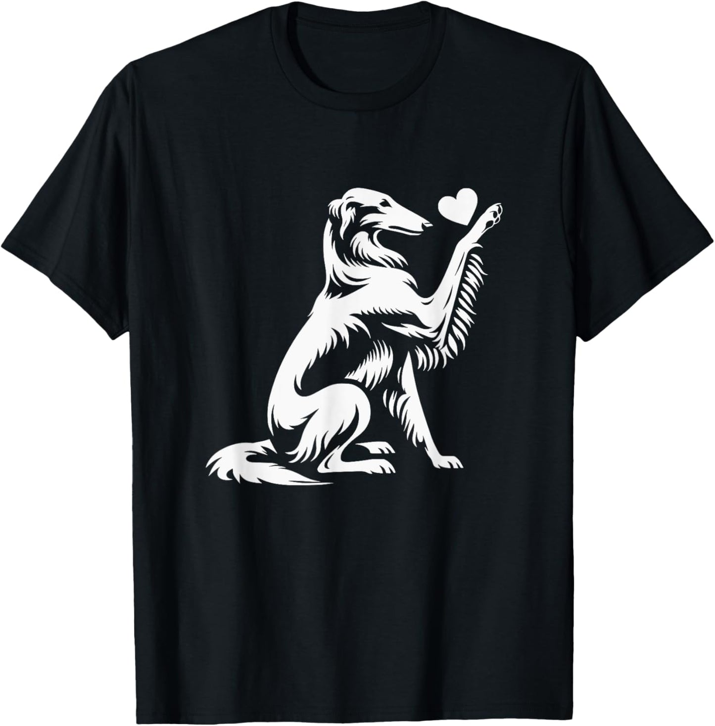 Borzoi Love Dog Paw Heart Graphic Design T-Shirt - T-Shirt | Black