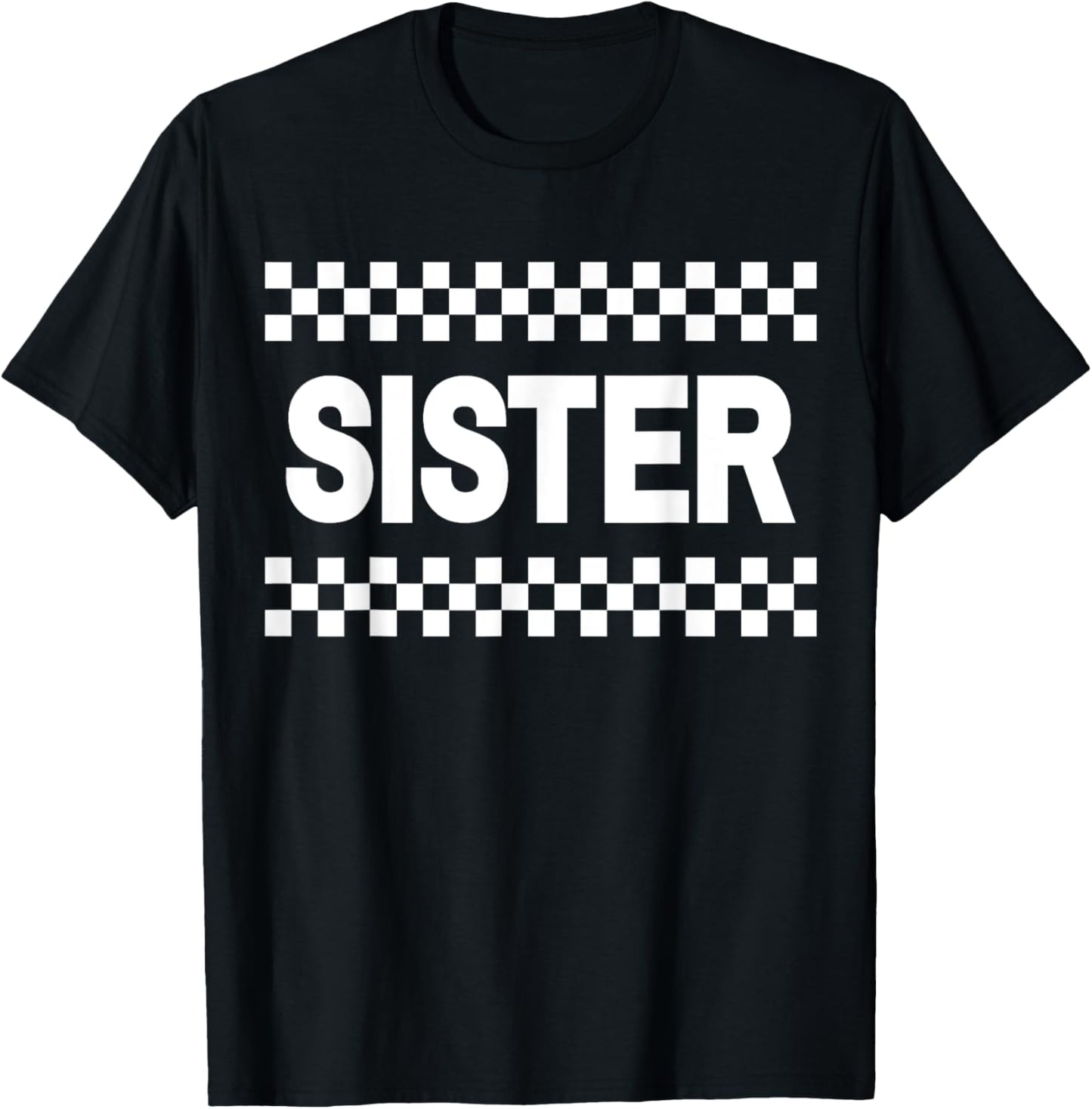 Sister Pit Crew Checkered Racing Car Birthday Party T-Shirt - T-Shirt | Black