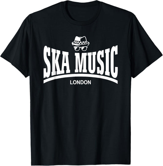 SKA MUSIC - White Letters , Black, S T-Shirt - T-Shirt | Black