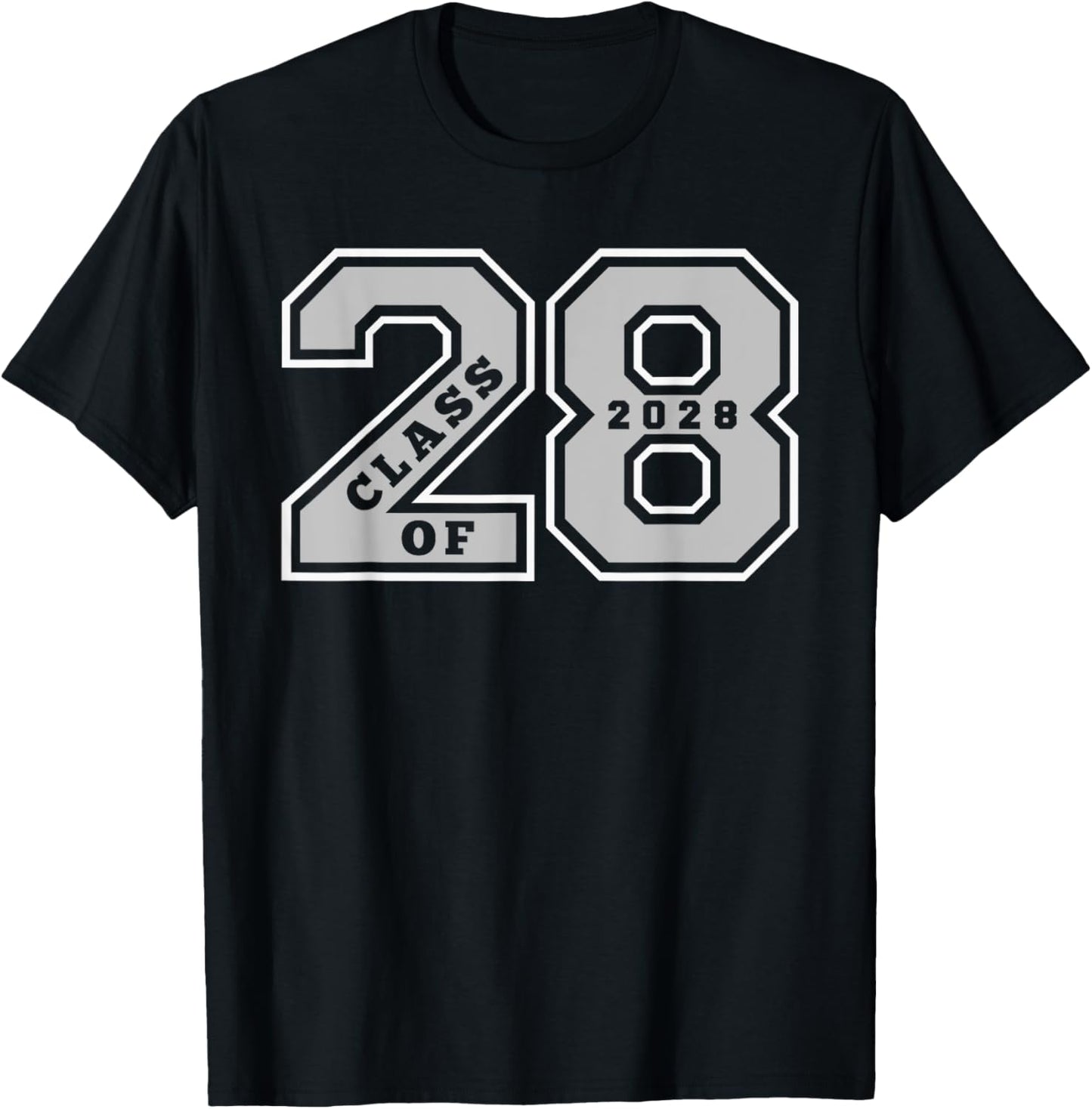Class of 2028 - Gray Letterman Style Class of 28 Swag Gift 1 T-Shirt - T-Shirt | Black