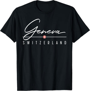 Geneva Switzerland Shirt , Men, Girls & Boys T-Shirt - T-Shirt | Black