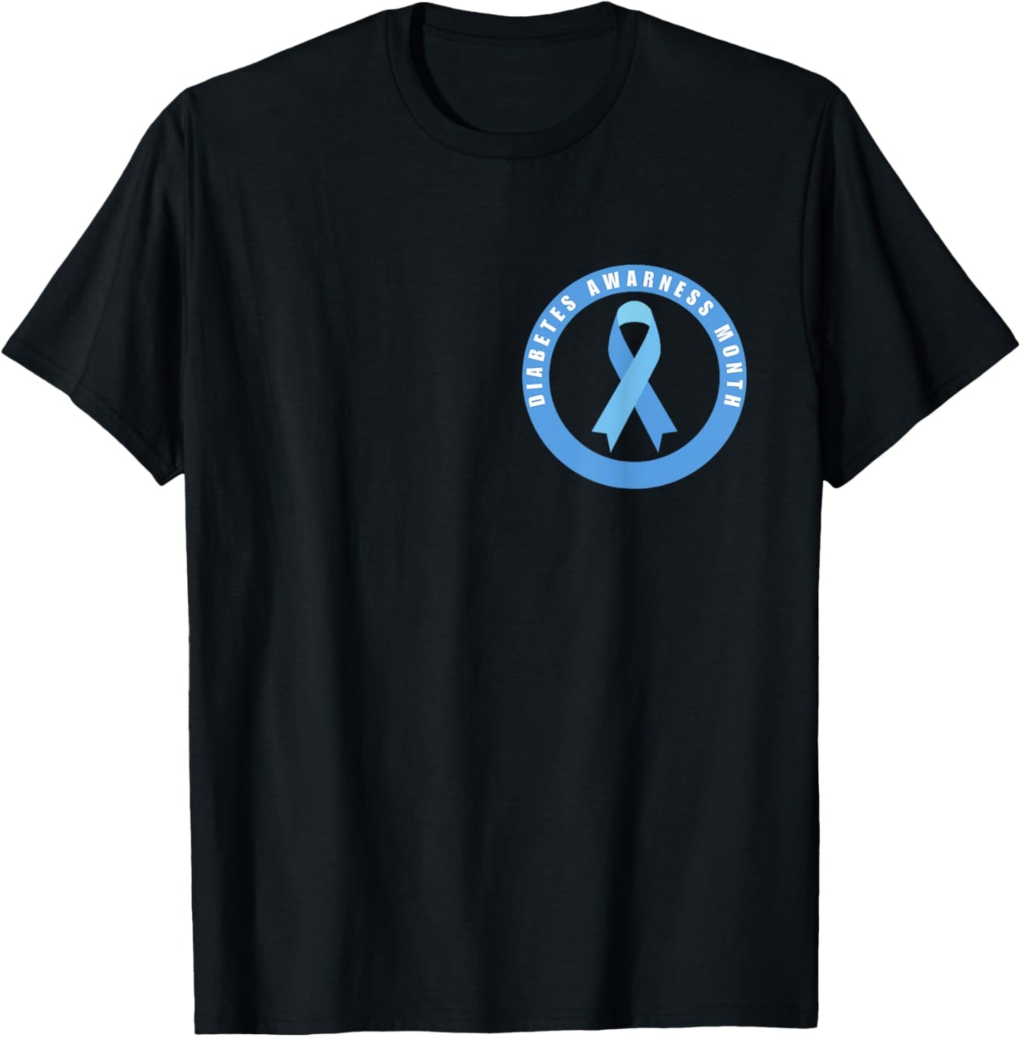 Diabetes Awareness Month Blue Love Ribbon Support T1D T2D T-Shirt - T-Shirt | Black