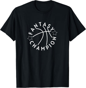 Fantasy Basketball Champion Ball with Stars Winner Prize T-Shirt - T-Shirt | Black