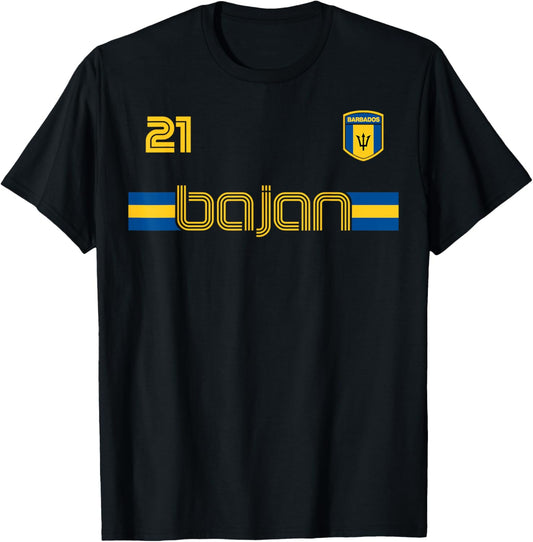 BAJAN Patriotic Retro Jersey Barbados Flag Women Kids Men T-Shirt - T-Shirt | Black