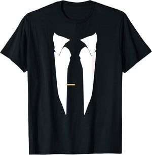 Suit Tie Wedding Tuxedo Prom Bachelor Ceremony T-Shirt - T-Shirt | Black