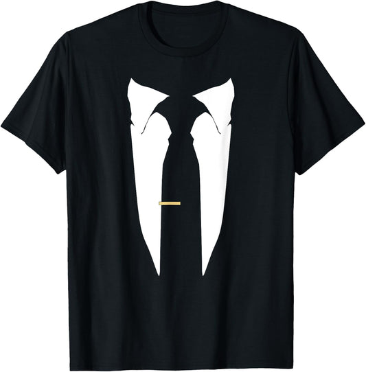 Suit Tie Wedding Tuxedo Prom Bachelor Ceremony T-Shirt - T-Shirt | Black