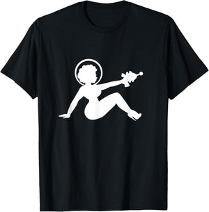 Retro Space Babe Mudflap Girl Pinup T-Shirt - T-Shirt | Black