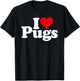 I Love Heart Pugs Pug Dog Canine T-Shirt - T-Shirt | Black