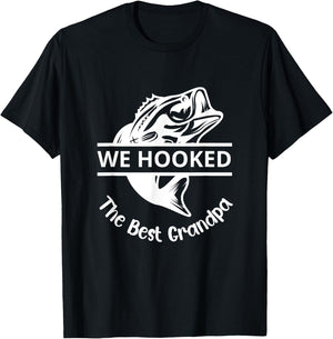 We Hooked The Best Papa Fishing Grandpa Lover T-Shirt - T-Shirt | Black