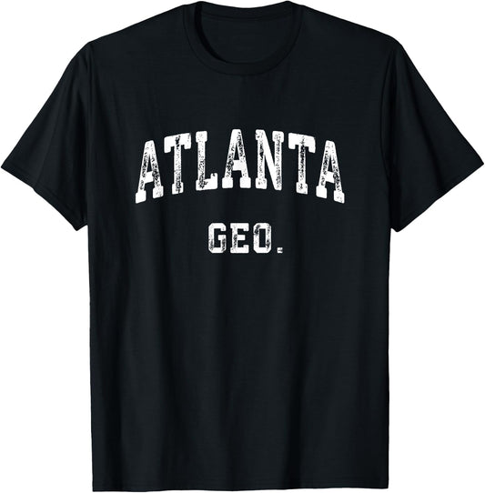 Atlanta Georgia GA Vintage Athletic Sports T-Shirt - T-Shirt | Black