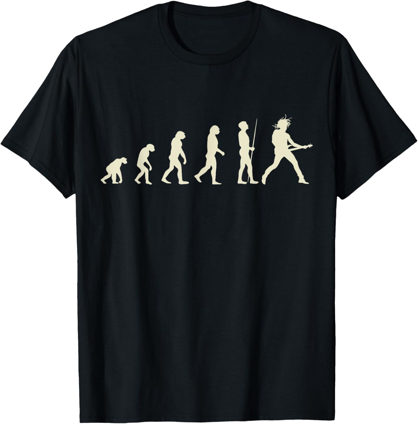 Guitar Player Evolution Funny Guitarist T-Shirt - T-Shirt | Black