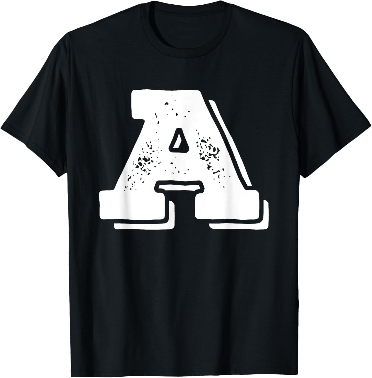 Letter A Capital Alphabet College Varsity Monogram Club T-Shirt - T-Shirt | Black
