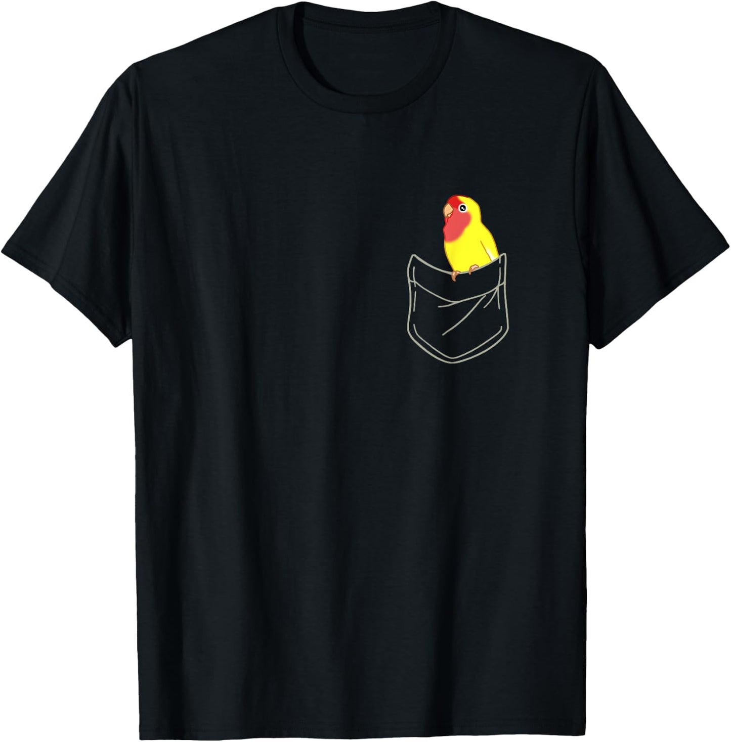 Pocket Yellow Lovebird Cute Peach Faced Lovebird Birb memes T-Shirt - T-Shirt | Black