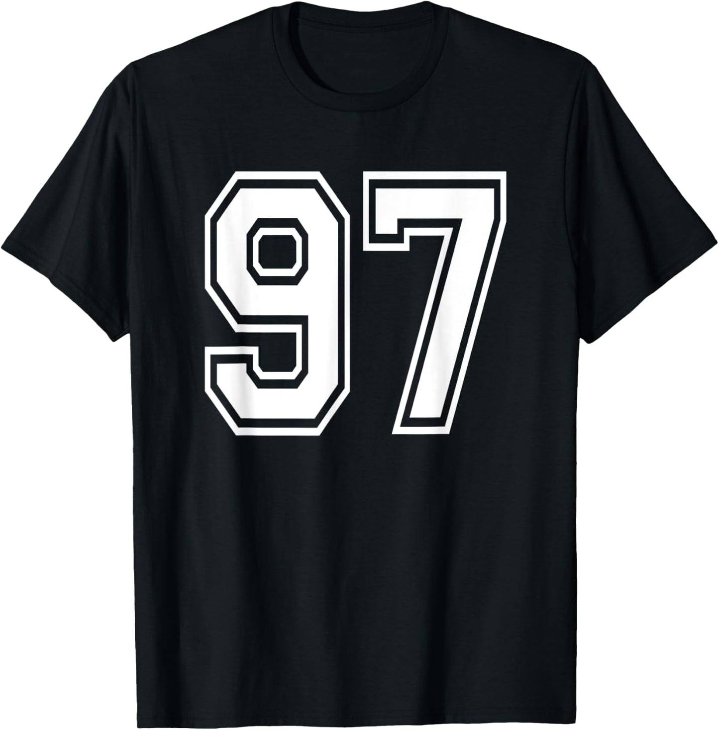 Number 97 Numbered Uniform Sports Jersey Team 97th Birthday T-Shirt - T-Shirt | Black