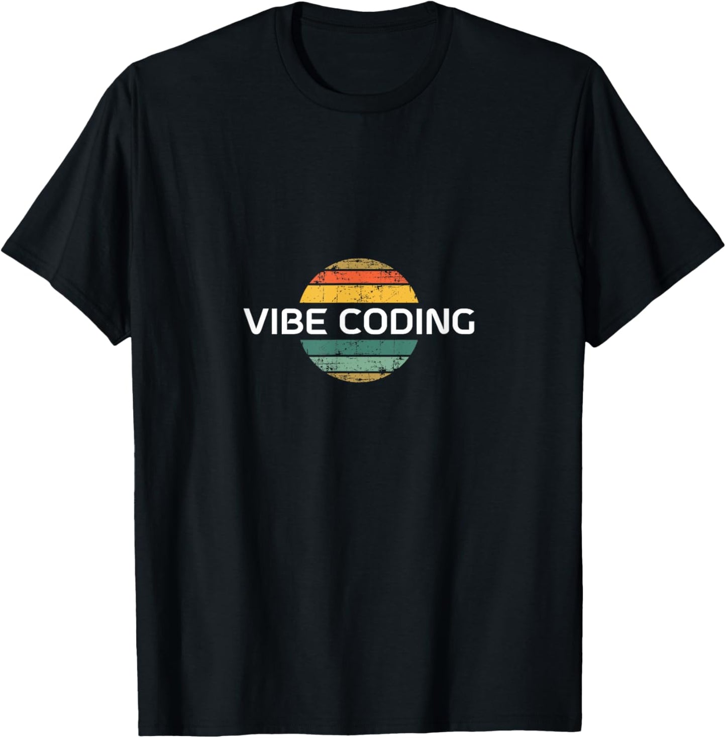 Vibe Coding - Retro Vintage Sunset T-Shirt - T-Shirt | Black