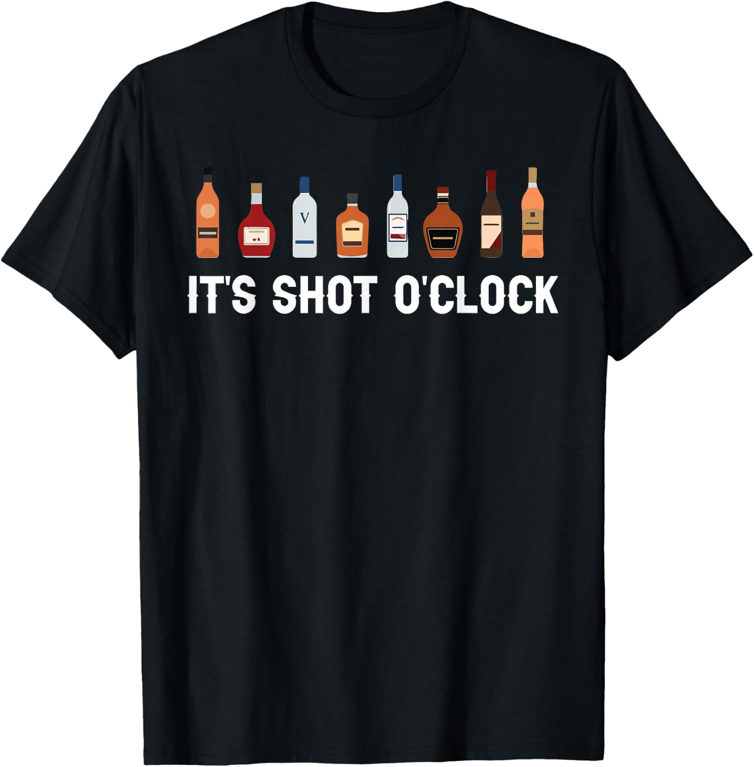 It's Shots O'Clock Tequila & Whiskey Lover Drinking Wine T-Shirt - T-Shirt | Black
