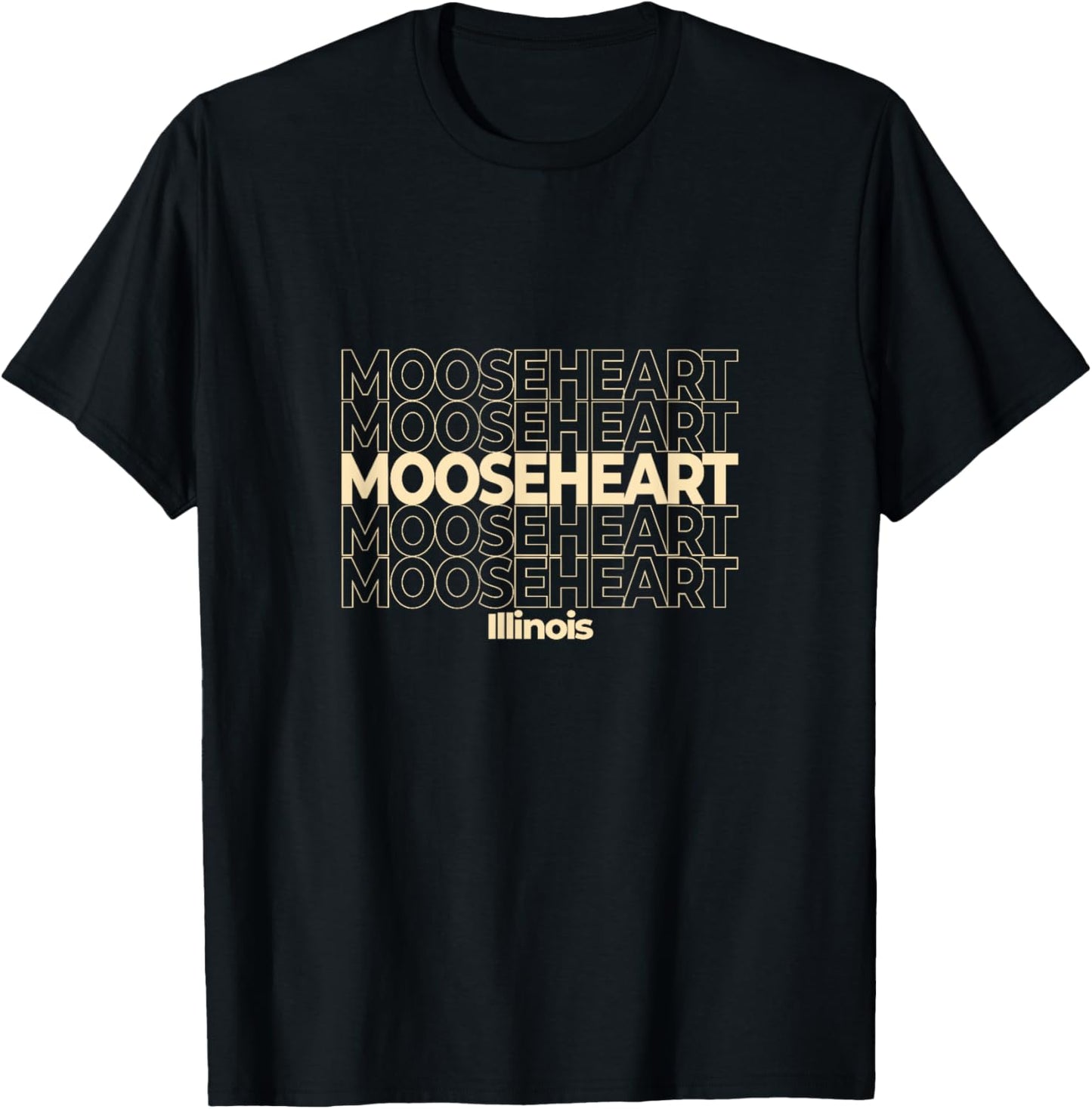 Vintage Mooseheart, Illinois Repeating Text T-Shirt - T-Shirt | Black