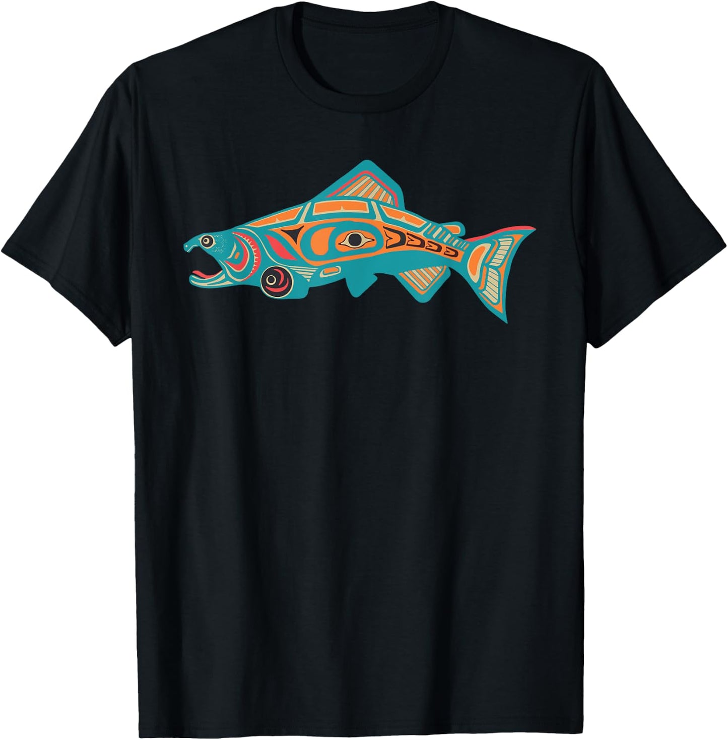 Native American Salmon Tlingit Indian Fisherman Fish Men T-Shirt - T-Shirt | Black