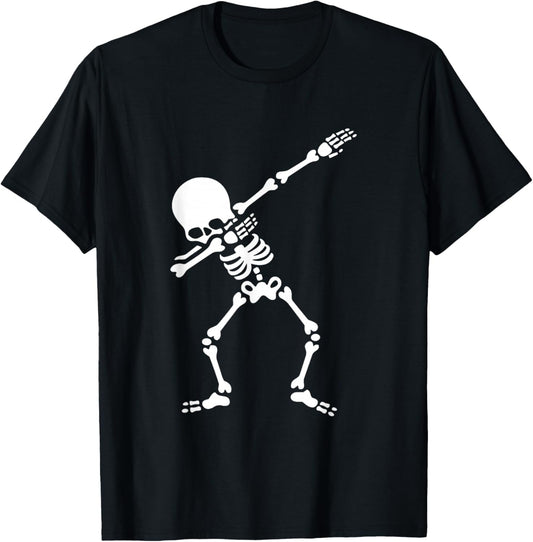 Dabbing Skeleton Dab Boys Funny Halloween Kids Adult T-Shirt - T-Shirt | Black