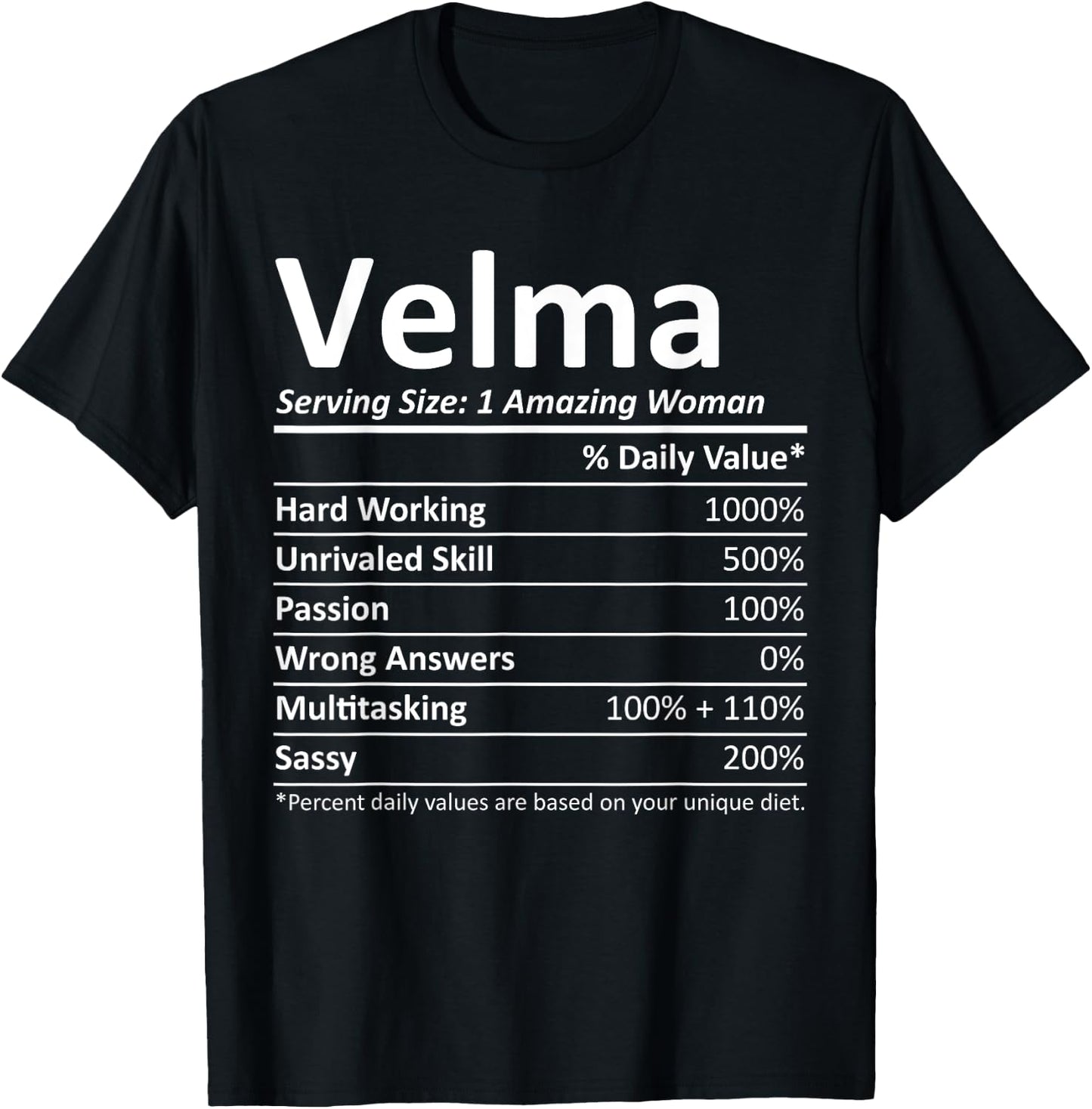 VELMA Nutrition Personalized Name Funny Christmas Gift T-Shirt - T-Shirt | Black