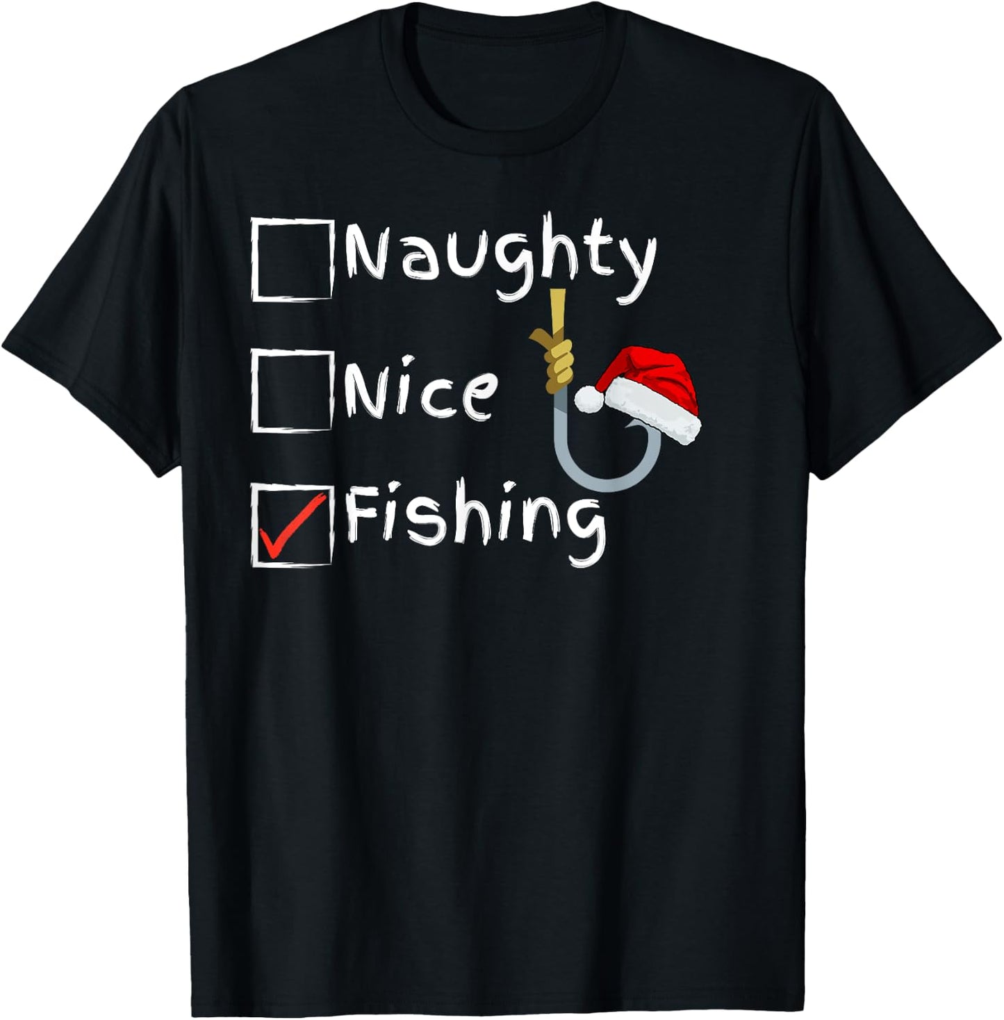 Naughty Nice Fishing T-Shirt - T-Shirt | Black
