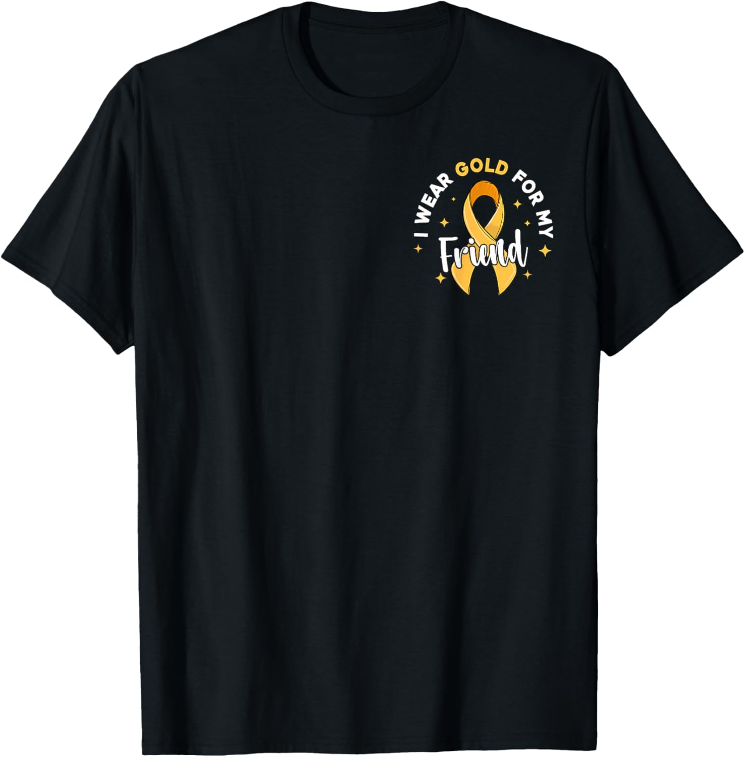 I Wear Gold For My Friend Pocket Childhood Cancer Awareness T-Shirt - T-Shirt | Black
