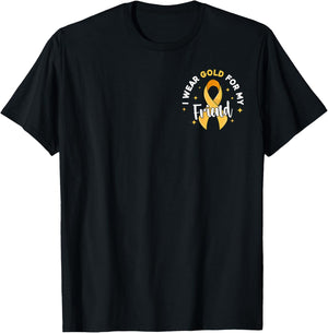 I Wear Gold For My Friend Pocket Childhood Cancer Awareness T-Shirt - T-Shirt | Black