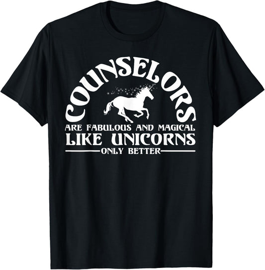 Funny Licensed Counselor Appreciation Unicorn Lover Humor T-Shirt - T-Shirt | Black