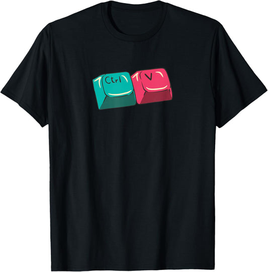 CTRL V Copy Paste Control Funny Matching Parent Child Meme T-Shirt - T-Shirt | Black