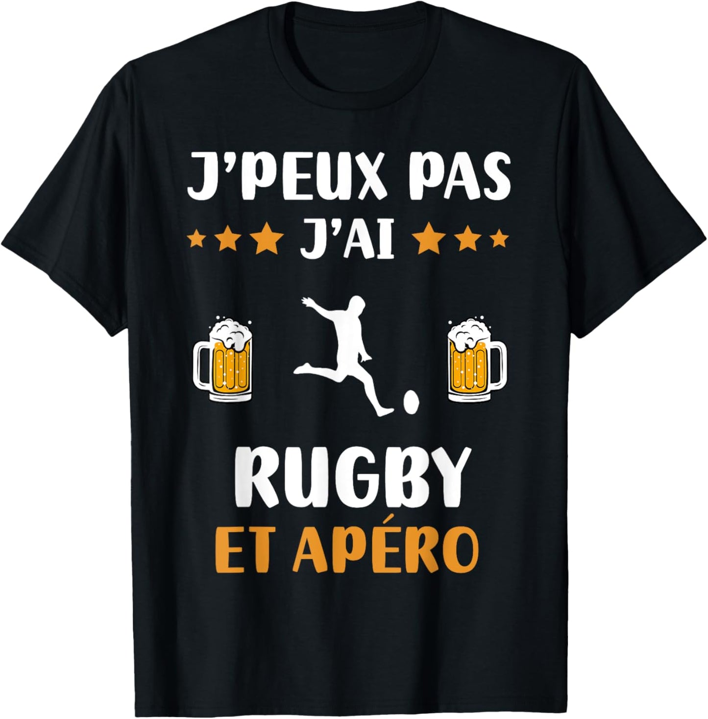 Je peux pas j'ai rugby et apéro humour rugby T-Shirt - T-Shirt | Black
