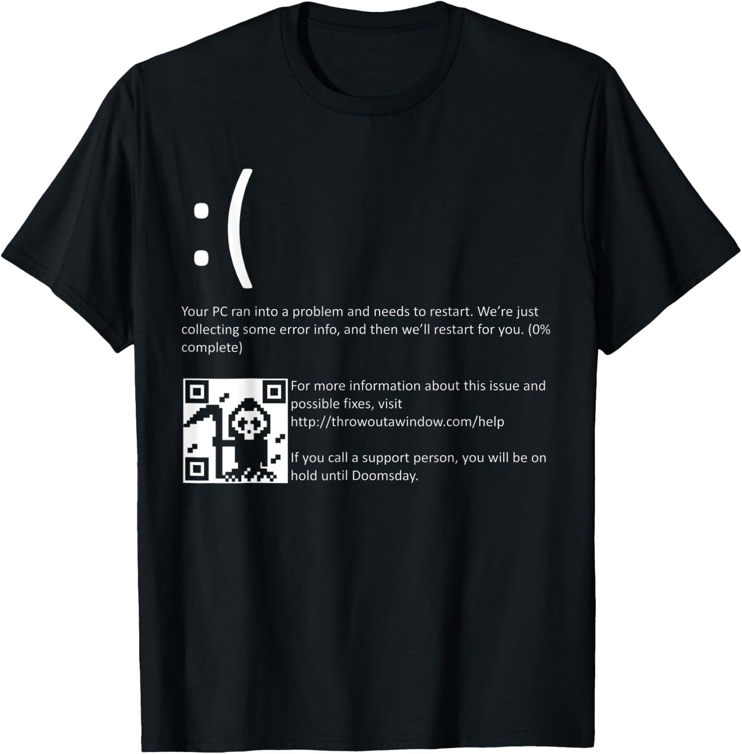 Funny Nerdy Blue Screen of Death Windows BSOD Halloween Geek T-Shirt - T-Shirt | Black