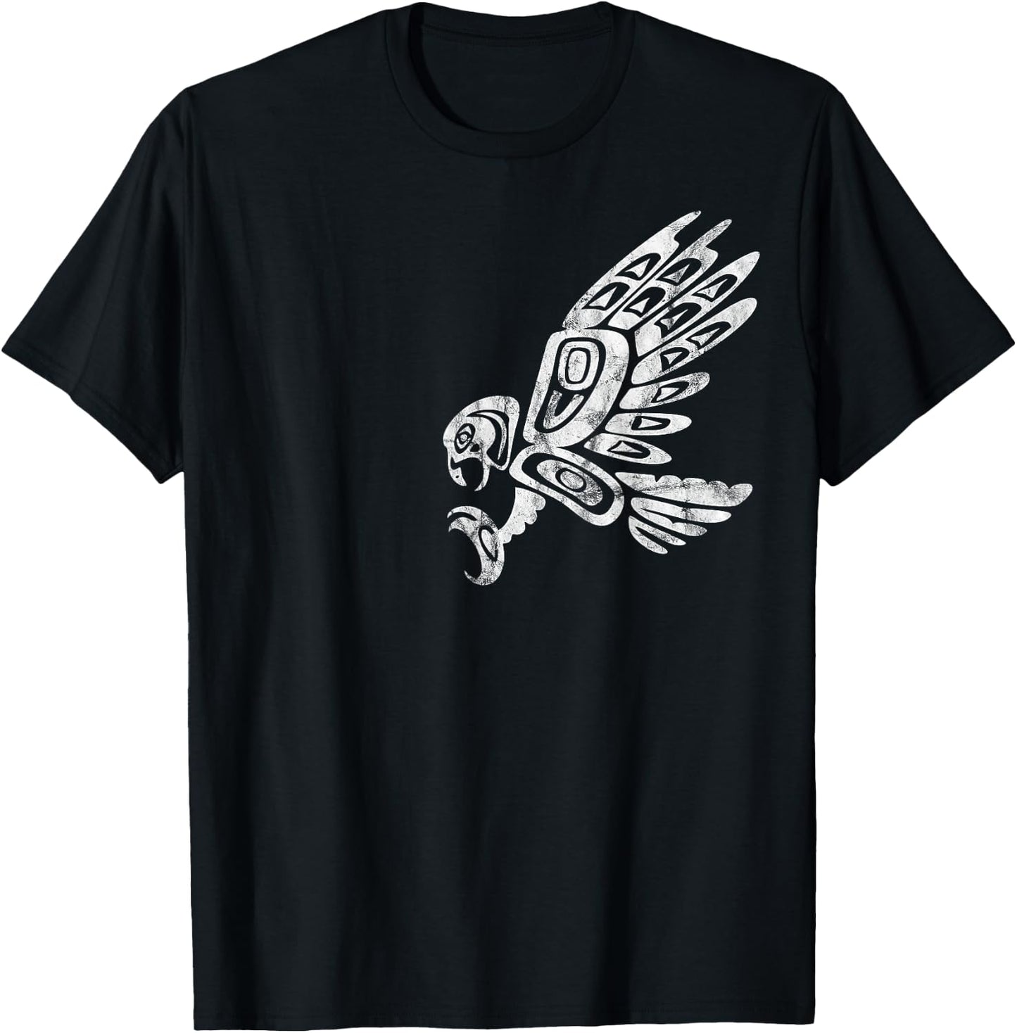 Falcon Abstract Haida Art Pacific Northwest Coast Bird T-Shirt - T-Shirt | Black