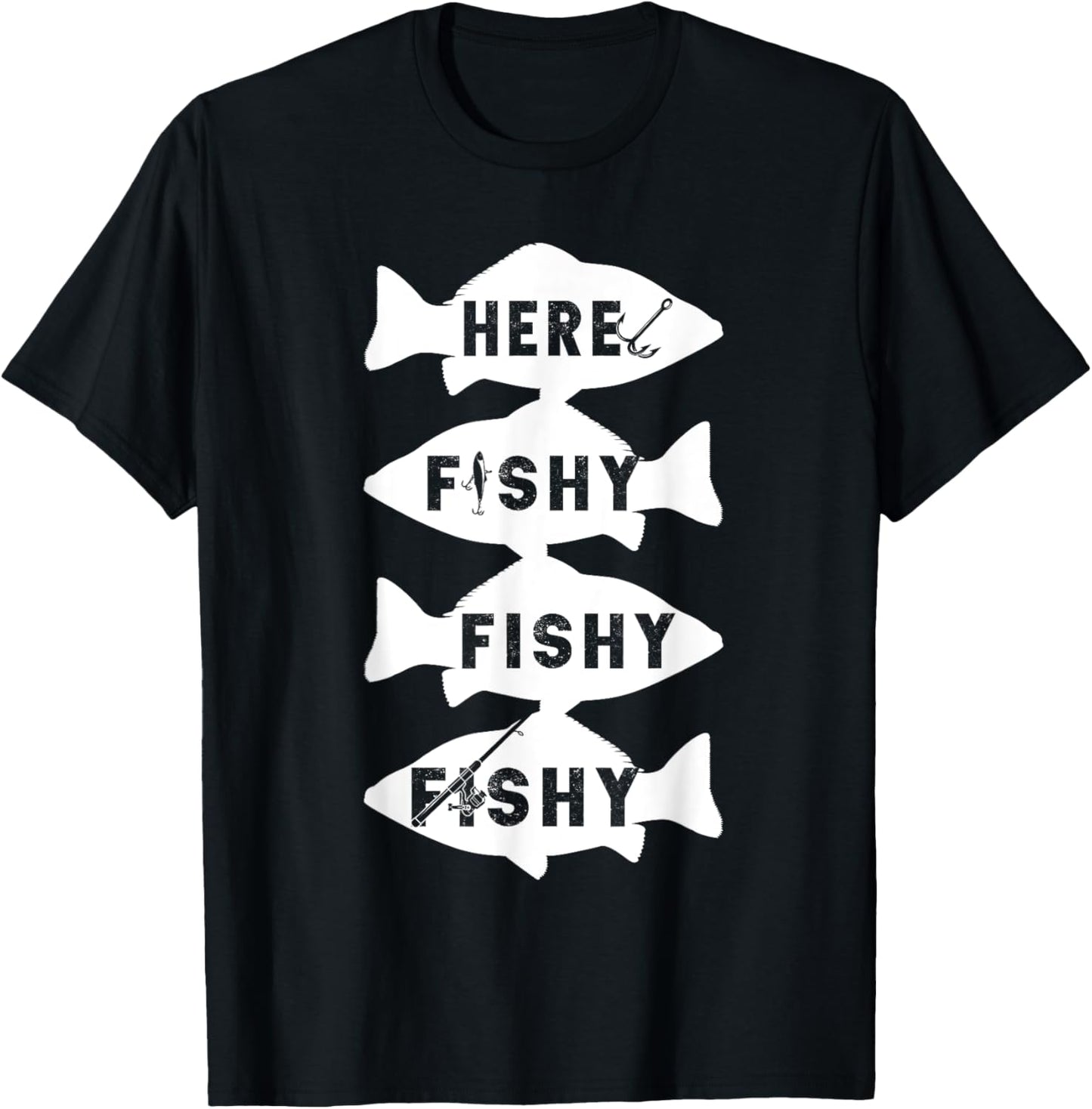 Fisher Fish Fishermen Bait Fishing Rod Boys Girls Bass T-Shirt - T-Shirt | Black