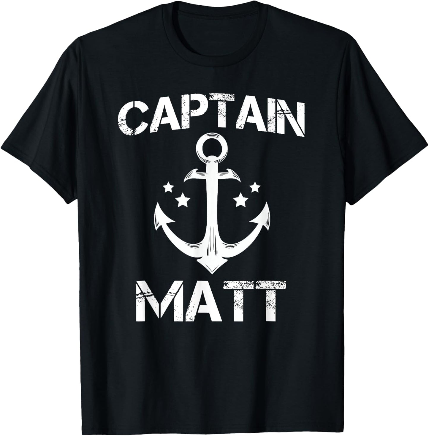 CAPTAIN MATT Funny Birthday Personalized Name Boat Gift T-Shirt - T-Shirt | Black