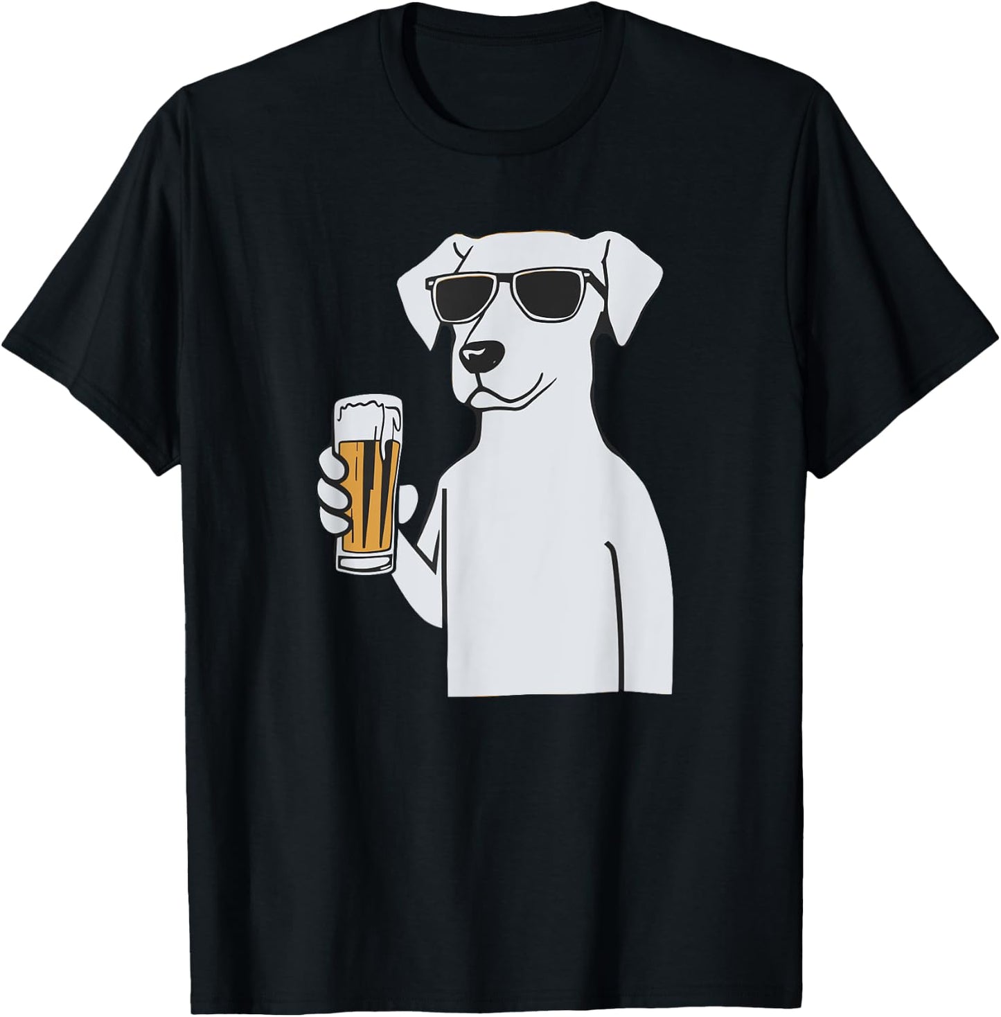 Cool Dog Sunglasses Drinking Beer Dogs Men Women T-Shirt - T-Shirt | Black