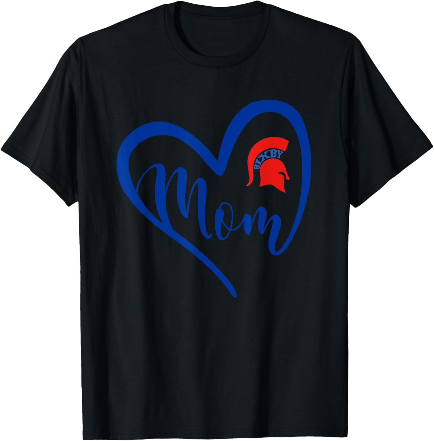 Bixby Spartans Logo Heart Mom HS T-Shirt - T-Shirt | Black