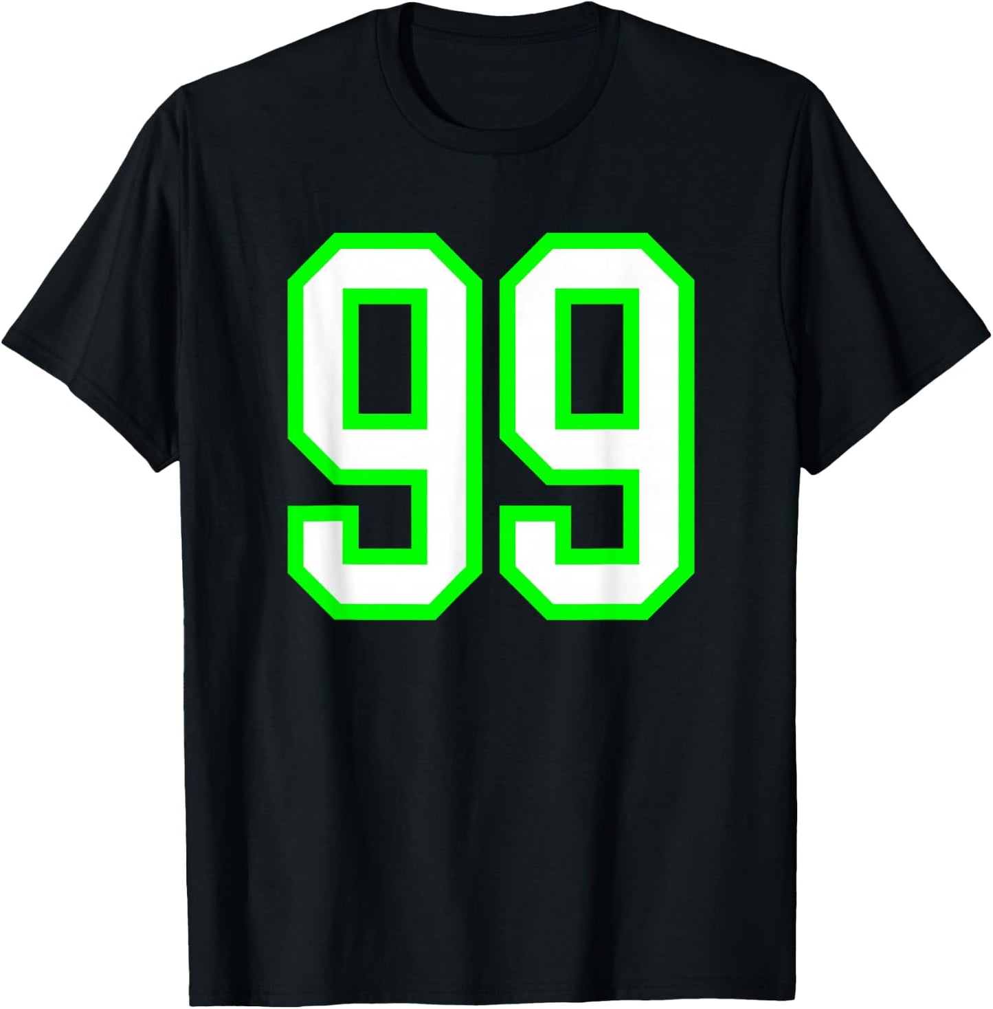White Lime Sports Team Number #99 T-Shirt - T-Shirt | Black