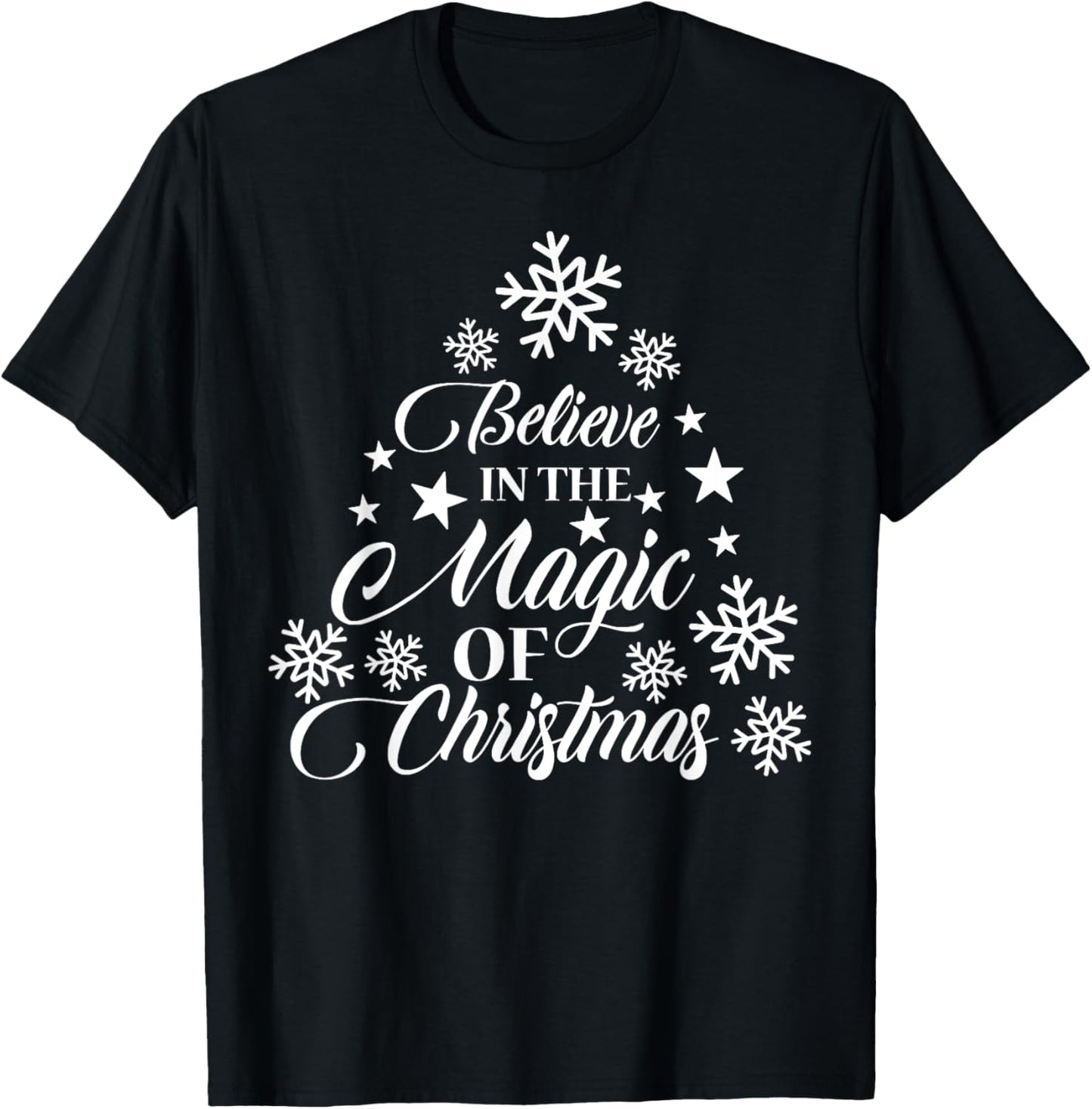 Vintage Christmas Tree Believe in the Magic of Christmas T-Shirt - T-Shirt | Black
