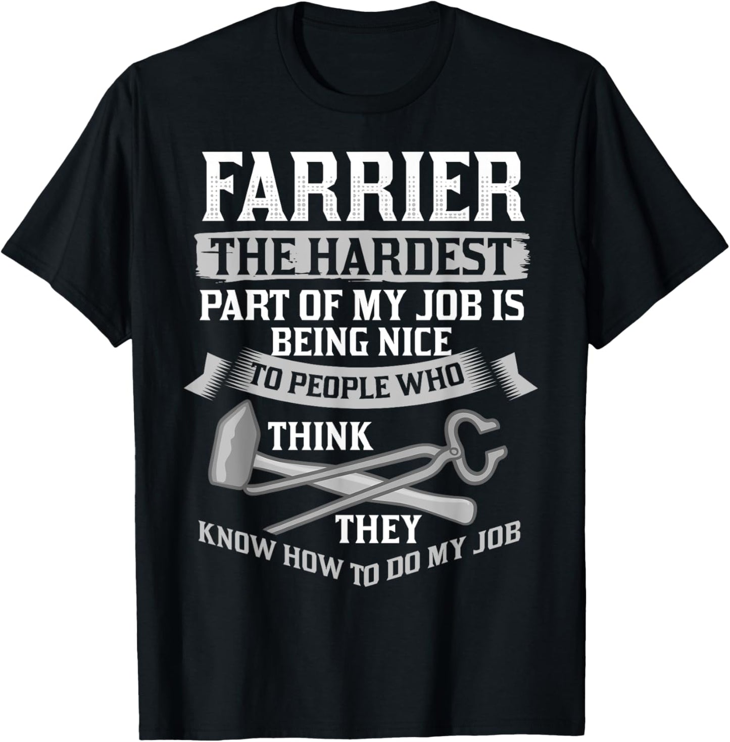 Farrier Horseshoe Hoof Tools Hammer Trimming T-Shirt - T-Shirt | Black