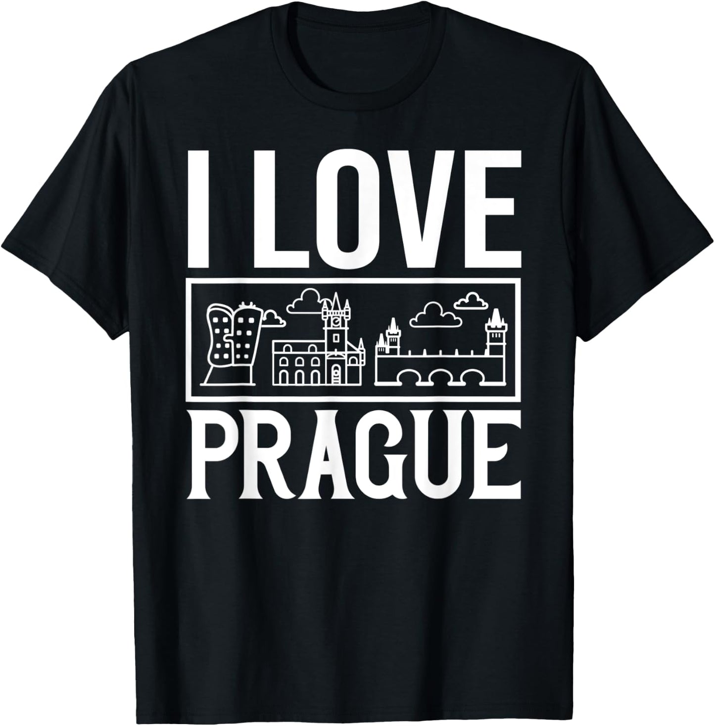 Prague Czech Republic City Skyline Map Travel T-Shirt - T-Shirt | Black