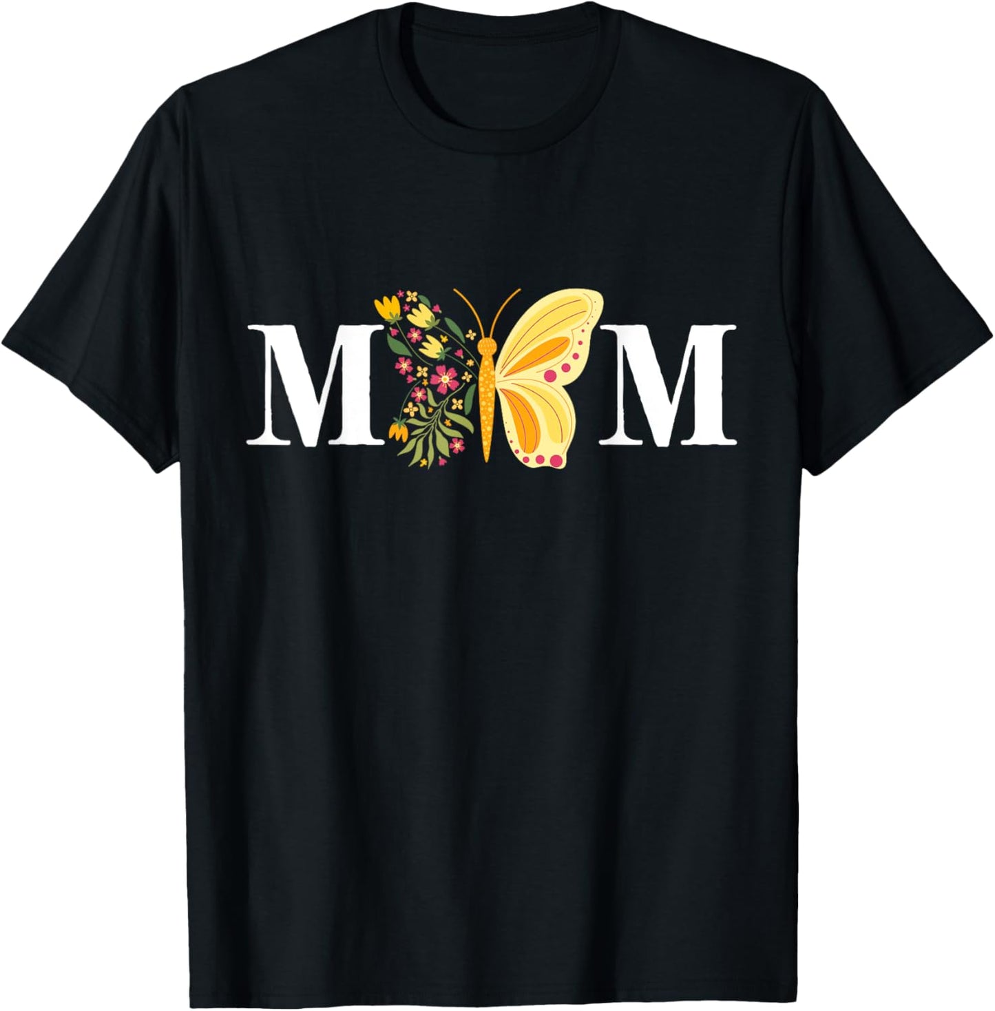 Mother's Day Butterfly Mom Mommy Mama Cute Insect Flower T-Shirt - T-Shirt | Black