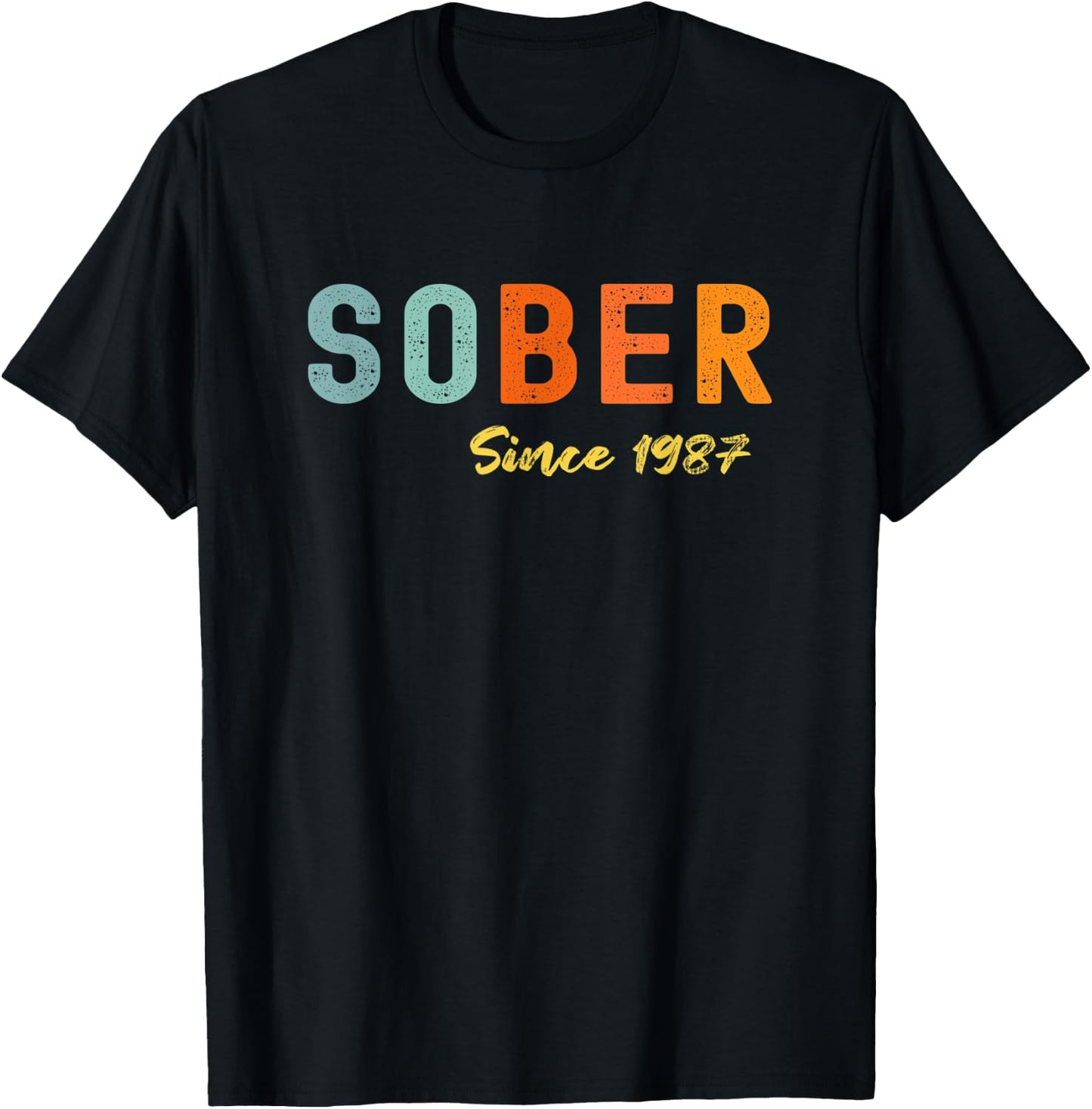 Sober Since 1987 Trendy Retro Sobriety AA NA Anonymous T-Shirt - T-Shirt | Black