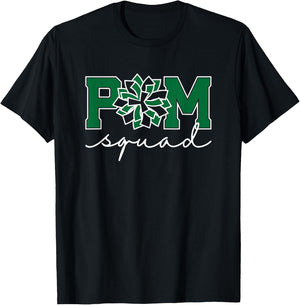 Pom Squad for Dance, Cheer, Spirit Squad Green T-Shirt - T-Shirt | Black