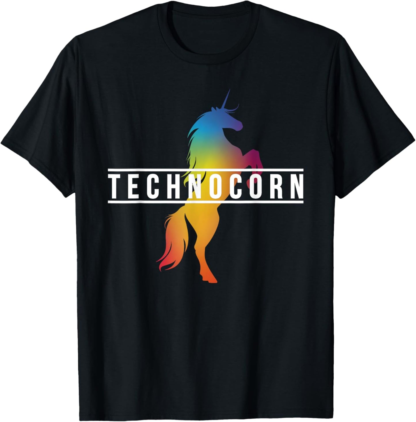 Dj I Technocorn I Techno Raver Music Festival Unicorn T-Shirt - T-Shirt | Black