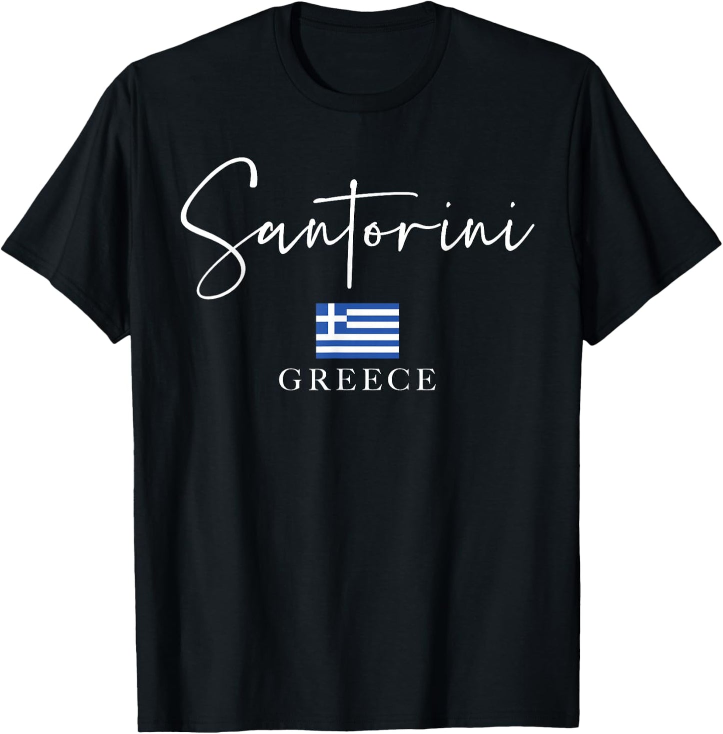 Greece Flag Vacation - Island Santorini T-Shirt - T-Shirt | Black