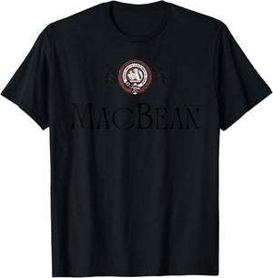 MacBean Clan Scottish Name Coat Of Arms Tartan T-Shirt - T-Shirt | Black
