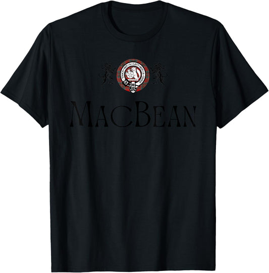 MacBean Clan Scottish Name Coat Of Arms Tartan T-Shirt - T-Shirt | Black
