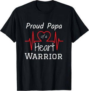 CHD Heart Warrior Papa Shirt Congenital Heart Defect HLHS T-Shirt - T-Shirt | Black
